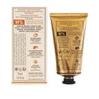 Panier des Sens Soothing Provence hand cream 75ml tube next to its white and orange packaging box, showing detailed French text and ingredients.
