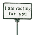 Decorative sign with 'I am rooting for you' text on a white background