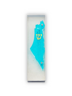 Turquoise map of Israel mezuzah with a star of David on a white background
