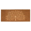 Brown doormat with a tree design on a white background