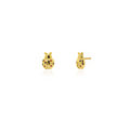 Gold ladybug earrings on a white background