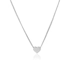Silver heart-shaped pendant necklace on a white background