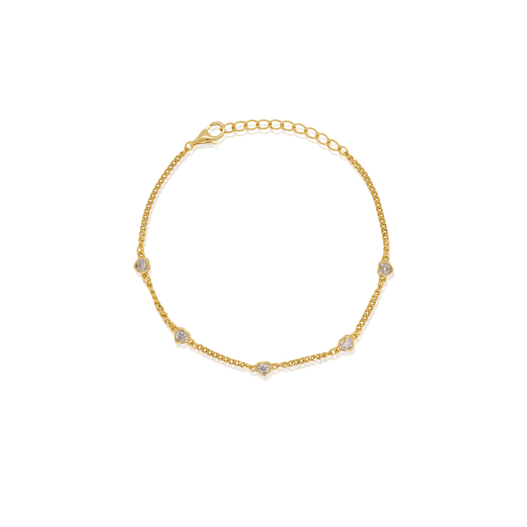 Gold bracelet with small diamonds on a white background