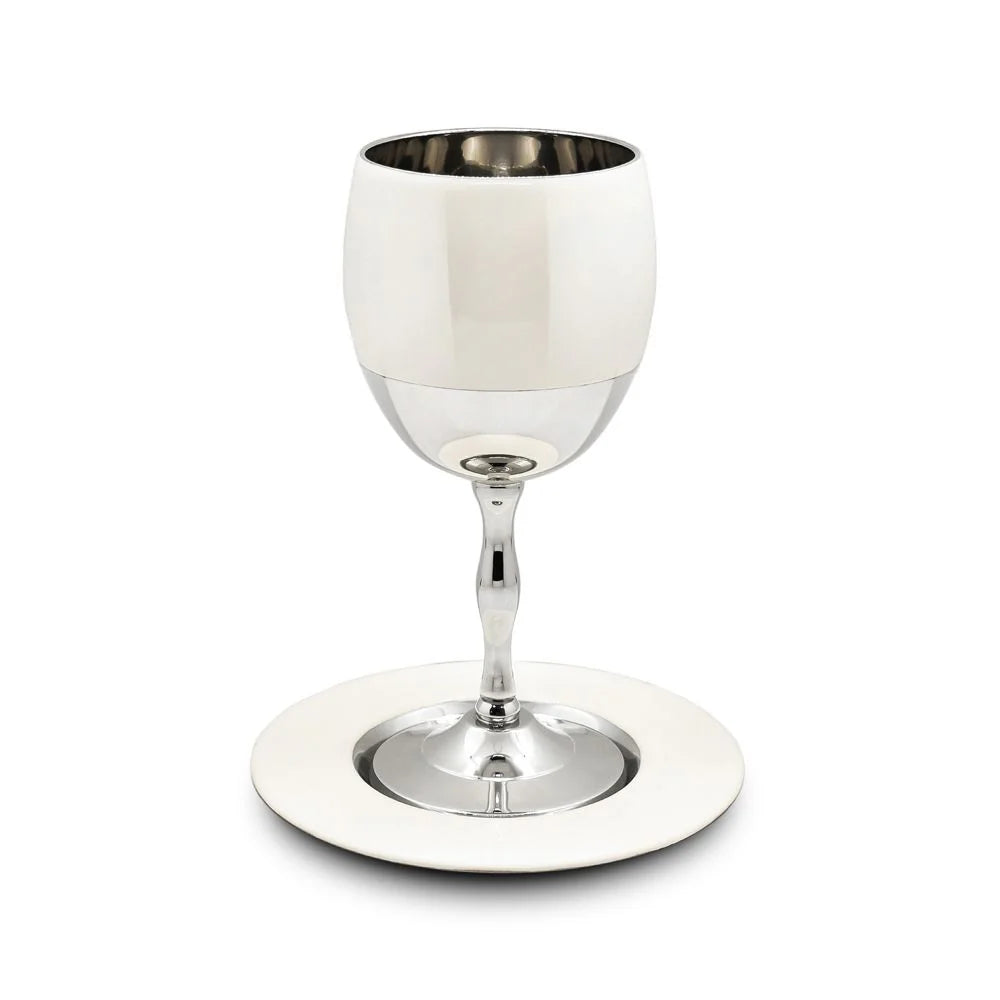 Silver wine glass on a white background