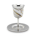 Silver goblet with marble-like pattern on a white background