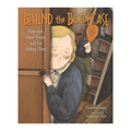 Book cover for 'Behind the Bookcase' by Barbara Lowell, illustrated by Valentina Toro, showing an illustrated scene of two girls in a wooden room.