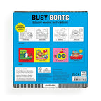 Color magic bath book titled 'Busy Boats' by Mudpuppy on a white background
