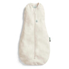 Beige baby sleeping bag with a zipper on a white background
