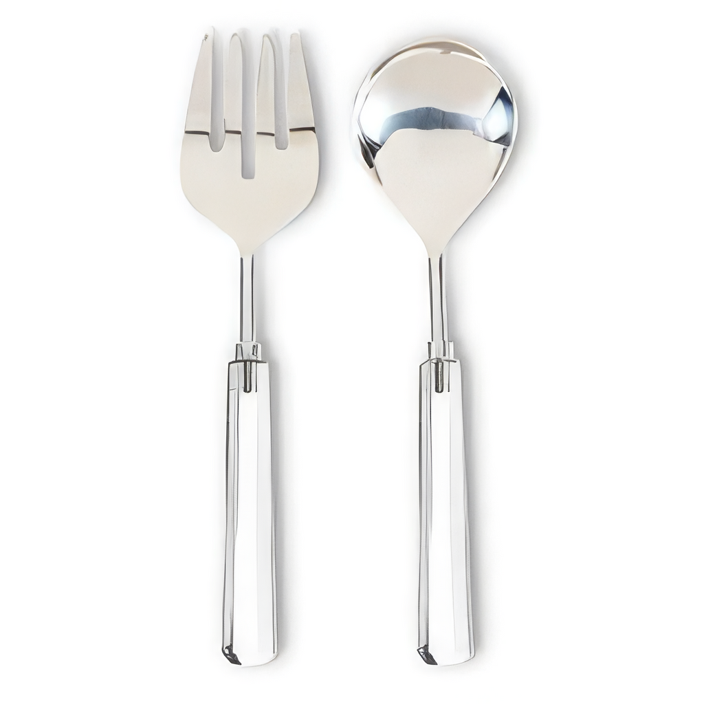 Silver fork and spoon on a white background