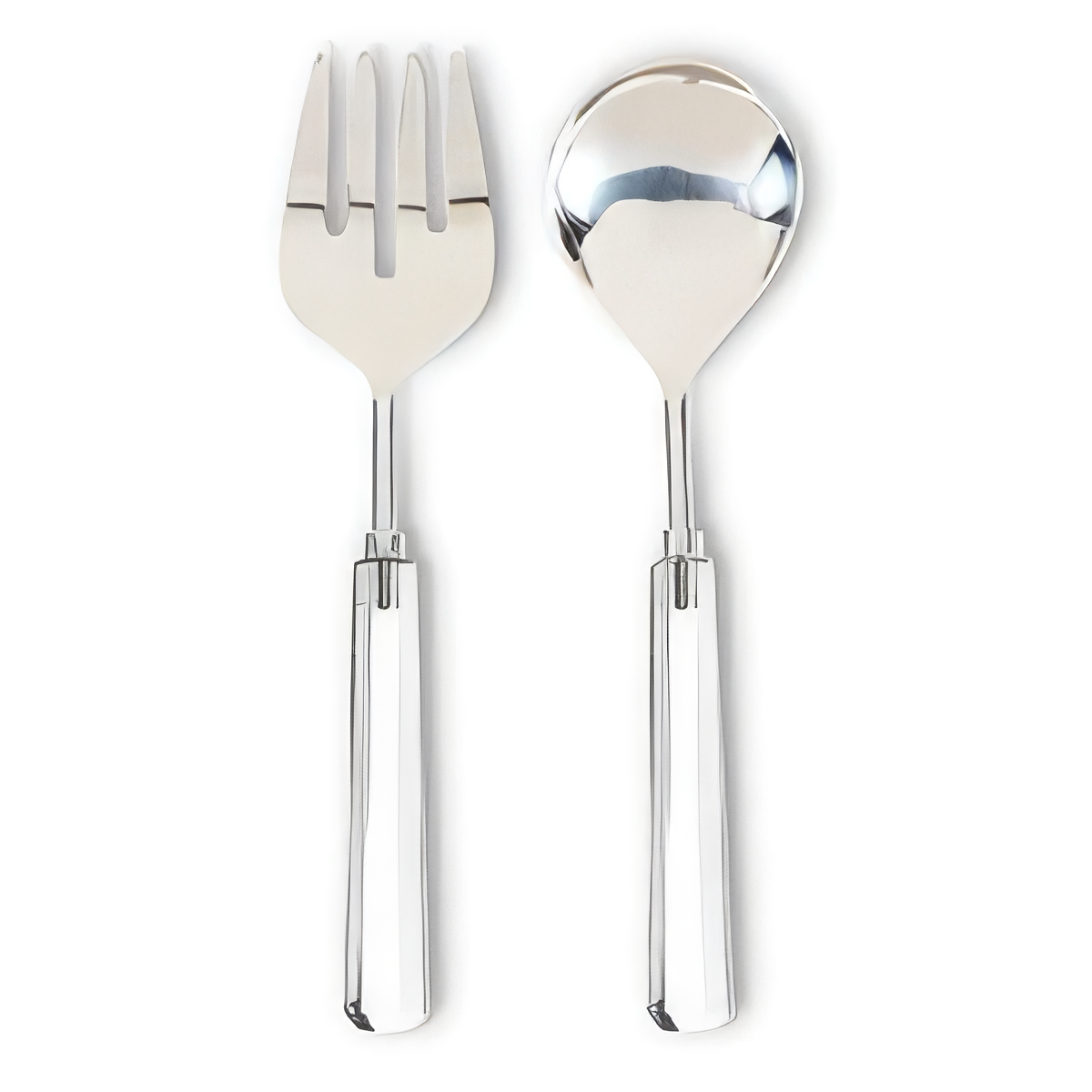 Silver fork and spoon on a white background