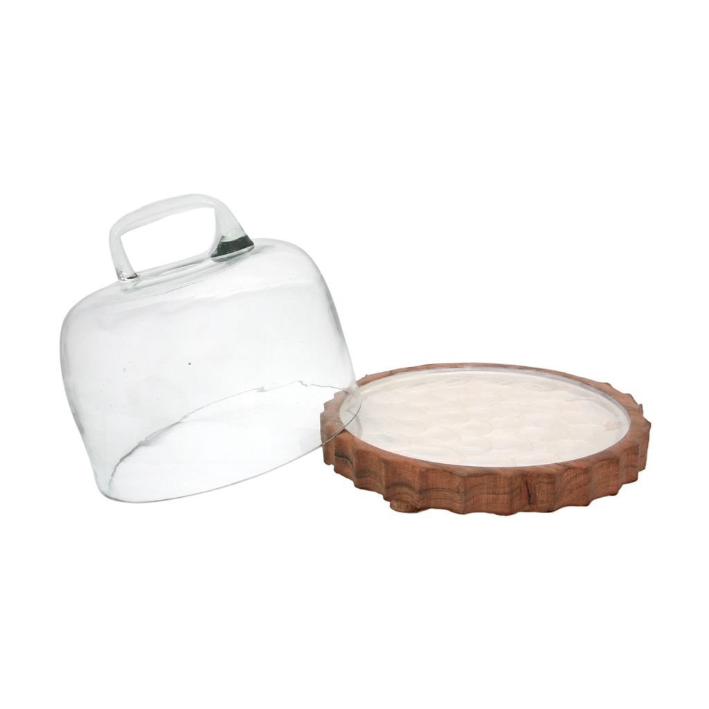 Glazed ceramic and Wood Cake Dome image 1