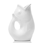 White ceramic vase with a fish shape on a white background