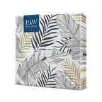 Decorative napkins with leaf pattern and 'PAW Decor Collection' label on a white background