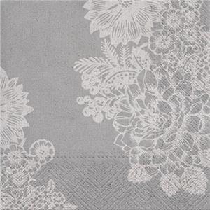 Floral lace patterned napkins on a textured gray background