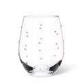 Clear glass with pink heart patterns on a white background