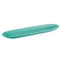 Turquoise oval platter on a white background.