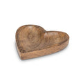 Wooden heart-shaped bowl on a white background