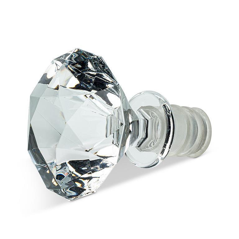Clear crystal bottle stopper on a white background